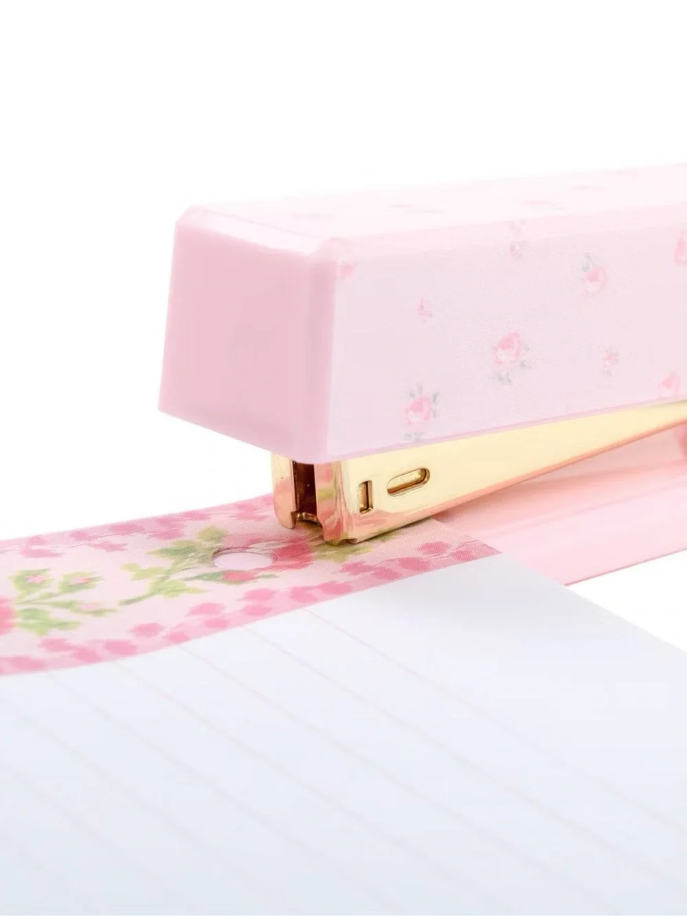 LoveShackFancy Pink Floral Stapler Blooming Heirloom Strawberry Macaroon